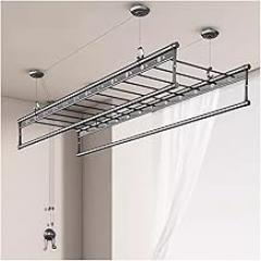 Electric Drying Rack Elevating Hand Rocking Clothes Hanger Balcony Double Pole Clothes Hanger Top Mounted Manual Household Automatic Clothes Hanger Lifting Clothes Hanger (Size : 2.4m)