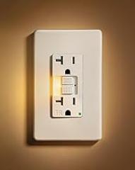 SURAIELEC 20Amp GFCI Outlet with Nightlight, Dusk to Dawn Night Light, GFCI Electrical Outlet with LED Night Light 3000K, Tamper Resistant Receptacle for Kitchen, Bathroom, ETL Listed, White, 1 Pack