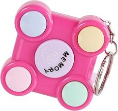 Electronics Memory Game Mini Games Keychain, Sequence Fun, Educational Puzzle Toy for Kids, Pink