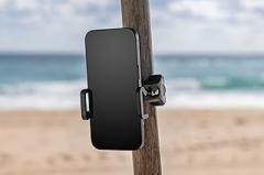 Beach Umbrella & Chair Phone Holder – Universal Clamp for Smartphones on Beach Poles, Umbrellas & Outdoor Chairs – Hands-Free Viewing & Secure Grip