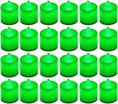 LANKER 24 Pack Flameless Led Tea Lights Candles, Flickering Green Battery Operated Electronic Fake Candles, Decorations for Party, Christmas, Halloween and Festival Celebration (Green)