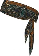 MROWYC Circuits on Electronic Boards Printed Reversible Headband, Sports Headband, Adjustable, Suitable for Cycling, Fitness, and Running