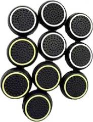 10 PCS Controller Thumbstick Caps Cover Replacement Silicone Touch Controller Rocker Cover for PS3 / PS4 / PS5 (Black with White +Black with Yellow)