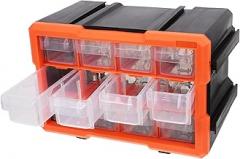 Portable Tool Cabinet Parts Organizer Box with Transparent Lid Multicompartment Plastic Storage for Screws Small Parts and Electronics Space-Saving for Tool Box and Crafts