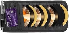 CD Visor Holder for Car, Visor CD Holder 12 DVD Organizer with 1 Mesh Pocket, 1 Pen Holder, and Elastic Strap