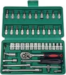 46 Pcs Green | Cn | 46Pcs Car Repair Tools Kit 1/4-Inch Socket Set Ratchet Torque Wrench Combo Auto Repairing Mechanic Tool New 2025 High For Reliable Electronic Component
