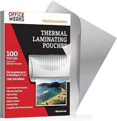 Office Werks 100 Pack of Thermal Laminating Pouches, 8.9