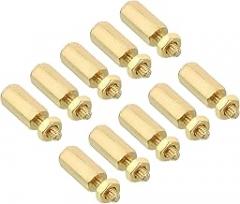 PATIKIL 10mm+6mm M2.5 Standoff Screws, 40 Pack Brass Hex PCB Standoffs Nuts for Motherboards, Computer Cases, Circuit Boards, Electronics, Gold Tone