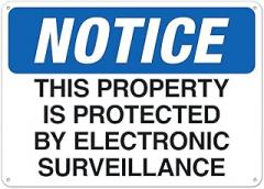 This Property Is Protected By Electronic Surveillance Sign Metal Sign 12 x 8 Inch – Home Kitchen Farm Garden Garage Wall Art