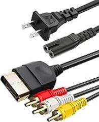 Power Cord and AV Cable Compatible with Xbox, AC Power Cord Fit for Sony PS5/PS4/PS4 Slim/PS3 Slim, Xbox One S/X/Series X/S, TV Printer Speaker Monitor 2 Prong Replacement