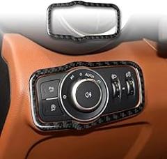 Car Carbon Fiber Accessories Headlight Switch Panel Protective Cover Sticker Anti-Scratch Compatible with Alfa Romeo Giulia 2017 2018 2019