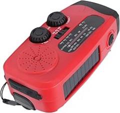 WALFRONT Portable Hand Cranked Radio with 2000mah Rechargeable Battery Solar Powered AM FM WB Crank Emergency Radio LED Flashlight for Emergency