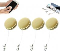 Screen and Eyeglass Brush Cleaner, Screen and Eye Glass Brush, Mobile Phone Screen Wipe 4PCS for Eyeglasses Camera Lens Cleaning Brushes (Khaki)