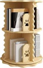 360° Rotating Bookshelf Tower,Floor Standing Revolving Bookcase Storage Rack,6 Tiers Wooden CD Rack for Small Space for Office Living Room Study Room,4 Tiers