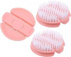 Milisten 3pcs Vegetable and Fruit Cleaning Brushes Set, Plastic Scrub Brush with Curved Head for Kitchen, Pan and Pot Cleaning, Household Food-Grade Scrubber in Pink