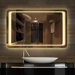 Rectangle LED Lighted Bathroom Mirror, Modern Wall Mounted Makeup Vanity Mirror, Electronic Anti-Fog, Bedroom Home Furniture