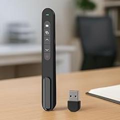 Presentation Clicker for PowerPoint, 2.4GHz USB Wireless Presenter Remote with Volume Control, Clicker Slide Advancer for Laptop