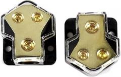 2PCS 0/2/4 Gauge in 4/8 Out 2 Way Amp Copper Power Distribution Block for Car Audio Splitter