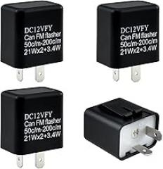 4Pcs DC 12V Black Adjustable Flasher Relay, 2-Pin Electronic Blinker Relay Fix Turn Signal Hyper Flash, Compatible with Motorcycle & Car