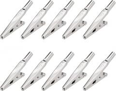 Crocodile Clip, Nickel Coated Laboratory Test Clamp Connecting Terminals, [Great for Electronic Equipment], Silver Tone/ 10A/ 2 -Inch/ 20 Pcs