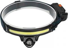 Pwshymi Head Lamp, USB Rechargeable Hand Sensing COB Headlamp Flashlight, XPG and COB Wick, LED Outdoor Lamp for Camping Hiking Running Night Fishing (W678 1 Fixed Model)