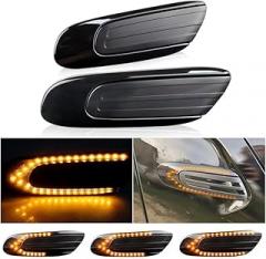 Generic SAARMAT 2pcs Automotive Side Marker Light Assemblies Dynamic LED Side Turn Signal Lamps for MINI 2014 Onwards F55 5/F56 3 Door Hatchback F57 2 Door Convertible,Smoked Lens Amber