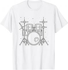 Trap Set Graphic Shirts and Giveaways Drum Set Drawing Music Band Electronic Drums T-Shirt