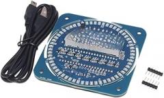 Rotating LED Display DIY Electronic Clock with DS1302 Time Temperature Alarm, Blue, 8.1 x 8.1 cm, for Home Office Indoor Use