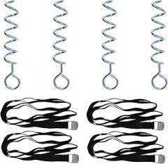 Milisten Spiral Shaped Tent Stake and Portable Dog Anchor with Sturdy Ground Screw and 2. Strap for Outdoor Camping, Pet Tie-Out, Heavy Duty Tent and Swing Ground Anchor