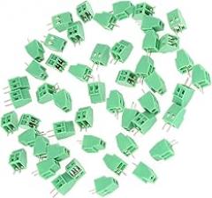 GOTOTOP Luckkfox Universal PCB 50pcs 2 Pin 2.54mm Pitch Screw Terminal Block Connector PCB Mount Terminal Block Connector with Fire Retardant Plastic for PCB Wiring Electronic Equipment
