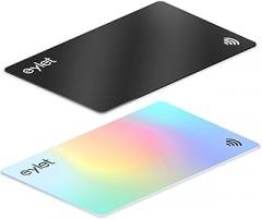 Digital Business Card, No Subscription, Tap to share. 2 Pack, a Black plus a Silver Prism NFC enabled cards with QR code.