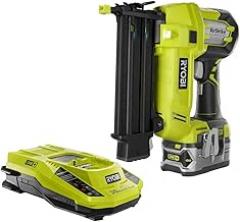 RYOBI P1855 18-Volt ONE+ Lithium-Ion Cordless AirStrike 18-Gauge Brad Nailer with (1) 4.0 Ah LITHIUM+ Battery and 18-Volt Charger
