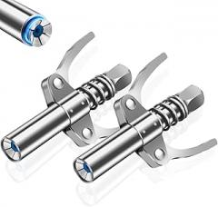 Grease Gun Coupler, Grease Gun Tips, Grease Gun Accessories, 12000 PSI Leak Proof Design Double Handle Grease Nozzle, Compatible with All 1/8