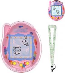 Protective Case for Tamagotchi Connection – Clear PC Hard Shell Cover for Tamagotchi Connection Electronic Pet,Waterproof Sweatproof Washable Shockproof Anti-Drop 360° Full Protection(Clear+Pink)