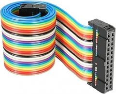 DMiotech 1 Pack 26 Pins Flat IDC Rainbow Ribbon Cable 48cm 2.54mm Pitch Breadboard Jumper Wires Type-B for Cameras Laptops Electronic Projects