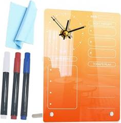 Acrylic Planner Board Memo Clock with Dry Erase Surface Non-Battery Desktop Schedule Clock for Home and Office