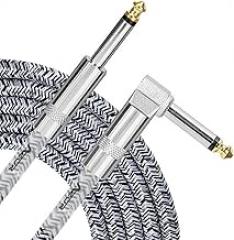 AZOR TS 1/4 Inch Guitar Cable 10ft Electric Instrument Cord for Electric Guitar, Bass, Amp Right Angle to Straight