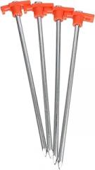 Milisten 4pcs Heavy Duty Metal Tent Stakes, Rust-Resistant Ground Pegs for Camping, Outdoor Tarp Anchors, Orange Tent Accessories for Hiking and Lawn Use