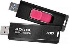ADATA SC610 1000GB External SSD Stick - Up to 550/500MB/s SuperSpeed USB 3.2 Gen 2 USB-A Solid State Flash Drive (SC610-1000G-CBK/RD)