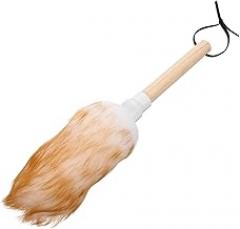 Reusable Handheld Wool Duster with Wooden Handle for Household Cleaning Lightweight Portable Dust Sweeper Suitable for Living Furniture Electronics and Blinds Easy to Use and