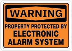 Warning Safety Sign Property Protected by Electronic Alarm System Caution Safety Signs, Warning Signs, Security Signs, Alt Room Decor, Indoor & Outdoor Signs for Home, Office, Work 12 X 8
