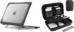 ProCase Protective Cover with Kickstand for MacBook Pro 13 Inch Case 2022 2020 M1 A2338/ A2289/ A2251 Bundle with Hard Travel Electronic Organizer Case for MacBook