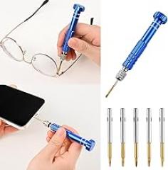 Screwdriver for Eyeglass Repairing, 5 In 1 Mutifuntional Precision Screwdriver Set for Sunglasses,Watch, Laptop, Electronics, Cellphone and Jewelry - Magnetic Bits