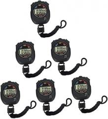 6Pcs Professional Electronic Timer Stopwatch Match Timer for Sports Training Practical Black Design Easy to Use