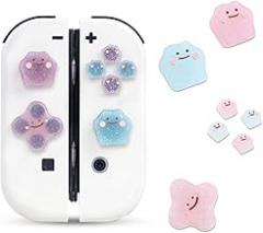 Jusy Cross D-Pad Button Caps Thumb Grips Set, Compatible with Nintendo Switch/OLED, Cute 3D Soft Silicone ABXY Buttons Sticker Joystick Cover Caps, 132