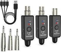 Rechargeable Microphone XLR Transmitter Receiver, Audio Wireless Transmitter Receiver for Microphone
