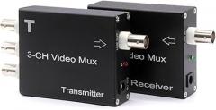 ZEZEFUFU 3 Channel Analog Video Multiplexer, Video to Coaxial Cable Multiplexer Converters 300m