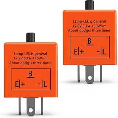 CF13 LED Flasher Relay, 3 Pins 12V Turn Signal Adjustable Frequency Flasher for Led Lights CF13 EP34, Electronic Fixed Super Flash Fast Flash Signal Indicator(Pack of 2)