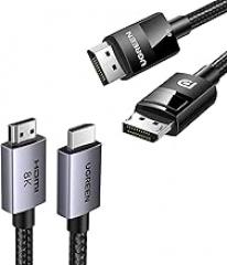 UGREEN VESA Certified 8K DisplayPort Cable 6.6FT, DP 1.4 Displayport to Displayport Cable Support 8K@60Hz, 4K@240Hz, FreeSync, G-Sync, HDR, 32.4Gbps for HDTVs, Displays, Monitors, Graphics, PC