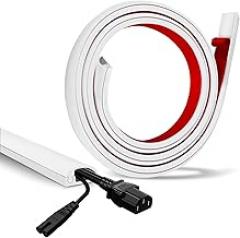 Floor Cable Cover, Low Profile Cable Hider for Wires, Self Adhesive Cord Hider for Wall, Cord Covers Wall Mounted Tv, for Offices, Gym, Exhibitions(White, 3.3 Feet)